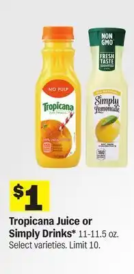 Meijer Tropicana Juice or Simply Drinks offer