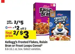 Meijer Kellogg's Frosted Flakes, Raisin Bran or Froot Loops Cereal offer