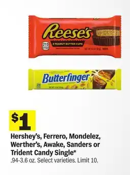 Meijer Hershey's, Ferrero, Mondelez, Werther's, Awake, Sanders or Trident Candy offer