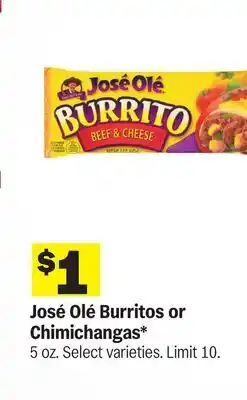Meijer José Olé Burritos or Chimichangas offer