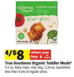 Meijer True Goodness Organic Toddler Meals offer
