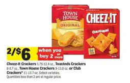 Meijer Cheez-It Crackers, Toasteds Crackers, Town House Crackers, Club Crackers offer