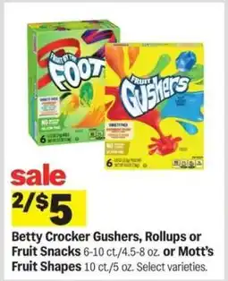 Meijer Betty Crocker Gushers, Rollups or Fruit Snacks or Mott’s Fruit Shapes offer