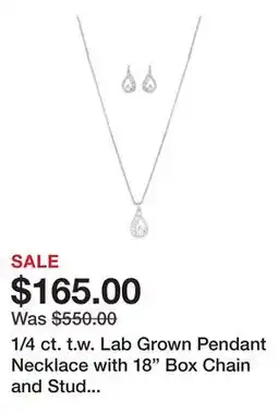 Belk 1/4 ct. t.w. Lab Grown Pendant Necklace with 18 Box Chain and Stud Earrings Set in Sterling Silver offer