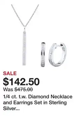 Belk 1/4 ct. t.w. Diamond Necklace and Earrings Set in Sterling Silver with 18 Cable Chain offer