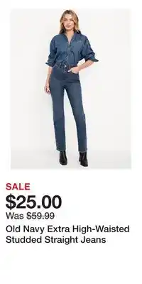 Old Navy Old Navy Extra High-Waisted Studded Straight Jeans offer