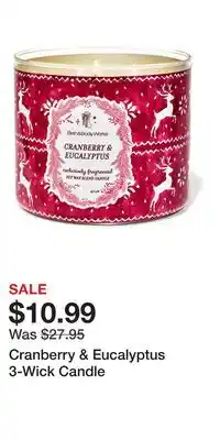 Bath & Body Works Cranberry & Eucalyptus 3-Wick Candle offer