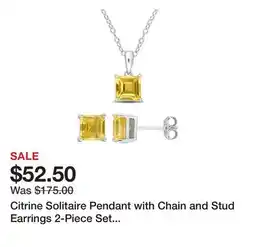 Belk Citrine Solitaire Pendant with Chain and Stud Earrings 2-Piece Set in Sterling Silver offer