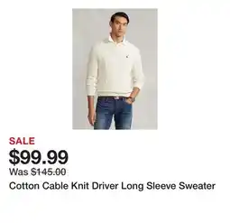Belk Cotton Cable Knit Driver Long Sleeve Sweater offer