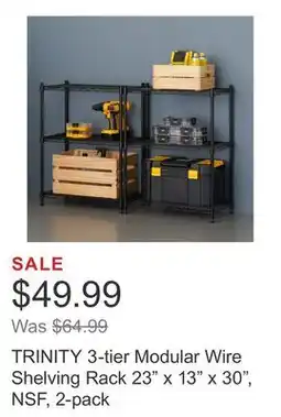 Costco TRINITY 3-tier Modular Wire Shelving Rack 23 x 13 x 30, NSF, 2-pack offer
