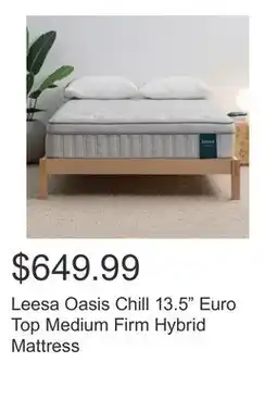 Costco Leesa Oasis Chill 13.5 Euro Top Medium Firm Hybrid Mattress offer