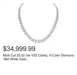 Costco Multi Cut 25.52 ctw VS2 Clarity, H Color Diamond 18kt White Gold Necklace offer