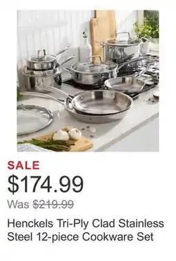 Costco Henckels Tri-Ply Clad Stainless Steel 12-piece Cookware Set offer