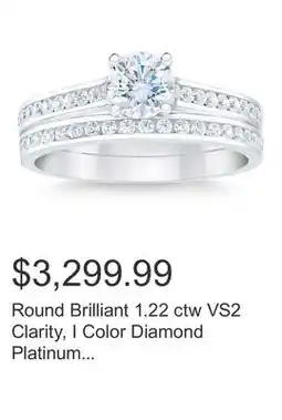 Costco Round Brilliant 1.22 ctw VS2 Clarity, I Color Diamond Platinum Wedding Set offer