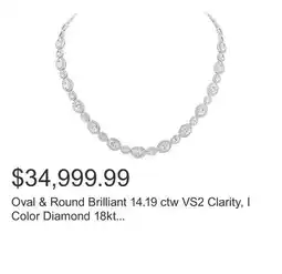 Costco Oval & Round Brilliant 14.19 ctw VS2 Clarity, I Color Diamond 18kt White Gold Necklace offer