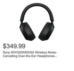 Costco Sony WH1000XM5/SA Wireless Noise-Cancelling Over-the-Ear Headphones - Black, with Soft Case offer