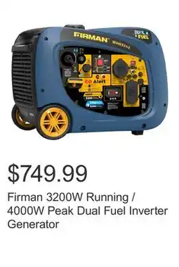 Costco Firman 3200W Running / 4000W Peak Dual Fuel Inverter Generator offer