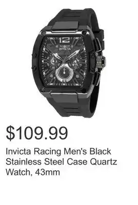 Costco Invicta Racing Men's Black Stainless Steel Case Quartz Watch, 43mm offer