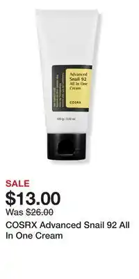 Ulta Beauty COSRX Advanced Snail 92 All In One Cream offer
