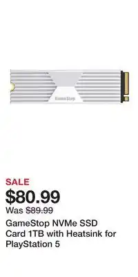 Game Stop GameStop NVMe SSD Card 1TB with Heatsink for PlayStation 5 offer