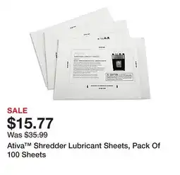 Office Depot Ativa Shredder Lubricant Sheets, Pack Of 100 Sheets offer