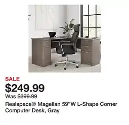 Office Depot Realspace Magellan 59W L-Shape Corner Computer Desk, Gray offer