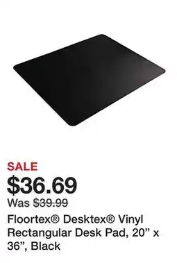 Office Depot Floortex Desktex Vinyl Rectangular Desk Pad, 20 x 36, Black offer