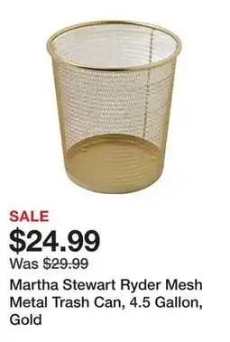 Office Depot Martha Stewart Ryder Mesh Metal Trash Can, 4.5 Gallon, Gold offer
