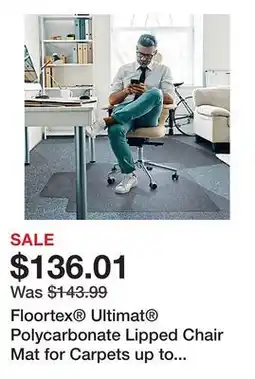 Office Depot Floortex Ultimat Polycarbonate Lipped Chair Mat for Carpets up to 1/2, 48 x 53, Clear offer