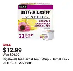 Office Depot Bigelow Tea Herbal Tea K-Cup - Herbal Tea - 22 K-Cup - 22 / Pack offer