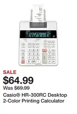 Office Depot Casio HR-300RC Desktop 2-Color Printing Calculator offer