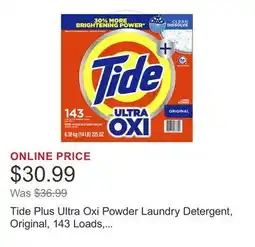 Costco Tide Plus Ultra Oxi Powder Laundry Detergent, Original, 143 Loads, 225 oz offer