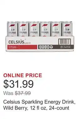 Costco Celsius Sparkling Energy Drink, Wild Berry, 12 fl oz, 24-count offer