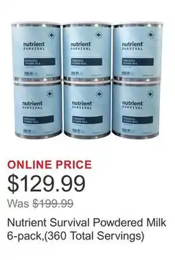 Costco Nutrient Survival Powdered Milk 6-pack,(360 Total Servings) offer