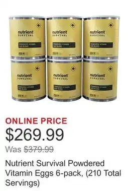 Costco Nutrient Survival Powdered Vitamin Eggs 6-pack, (210 Total Servings) offer