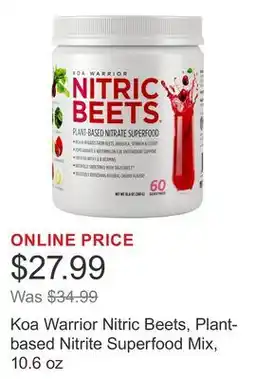 Costco Koa Warrior Nitric Beets, Plant-based Nitrite Superfood Mix, 10.6 oz offer