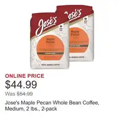 Costco Jose's Maple Pecan Whole Bean Coffee, Medium, 2 lbs., 2-pack offer