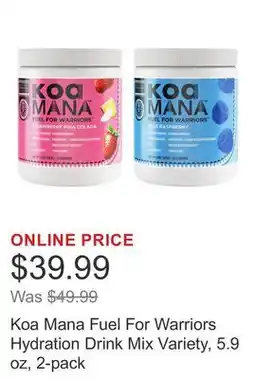 Costco Koa Mana Fuel For Warriors Hydration Drink Mix Variety, 5.9 oz, 2-pack offer