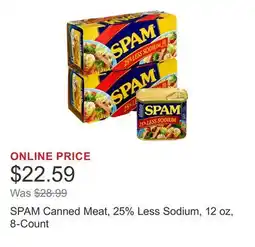 Costco SPAM Canned Meat, 25% Less Sodium, 12 oz, 8-Count offer
