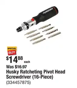 The Home Depot Husky Ratcheting Pivot Head Screwdriver (16-Piece) offer