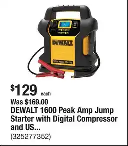 The Home Depot DEWALT 1600 Peak Amp Jump Starter with Digital Compressor and USB Power Bank offer