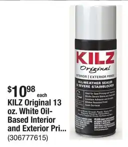 The Home Depot KILZ Original 13 oz. White Oil-Based Interior and Exterior Primer, Sealer, and Stain Blocker Aerosol offer