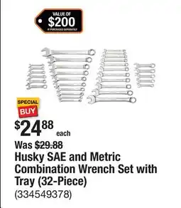 The Home Depot Husky SAE and Metric Combination Wrench Set with Tray (32-Piece) offer