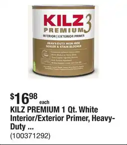 The Home Depot KILZ PREMIUM 1 Qt. White Interior/Exterior Primer, Heavy-Duty High Hide Sealer, and Stain Blocker offer