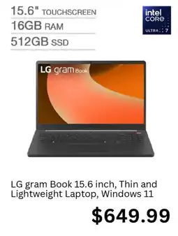 Costco LG gram Book 15.6 inch, Thin and Lightweight Laptop, Windows 11 offer