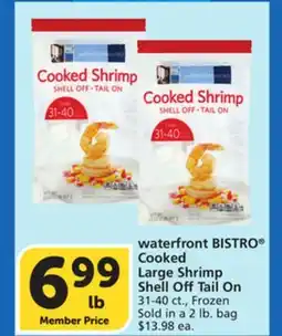Albertsons waterfront BISTRO Cooked Large Shrimp Shell Off Tail offer