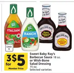 Albertsons Sweet Baby Ray's Barbecue Sauce 18 oz. or Wish-Bone Salad Dressing 15 oz offer
