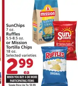 Albertsons SunChips 7 oz. Ruffles 5.5-8.5 oz. or Mission Tortilla Chips 18 oz offer