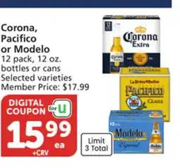 Albertsons Corona, Pacifico or Modelo offer