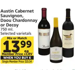 Albertsons Austin Cabernet Sauvignon, Daou Chardonnay or Decoy offer